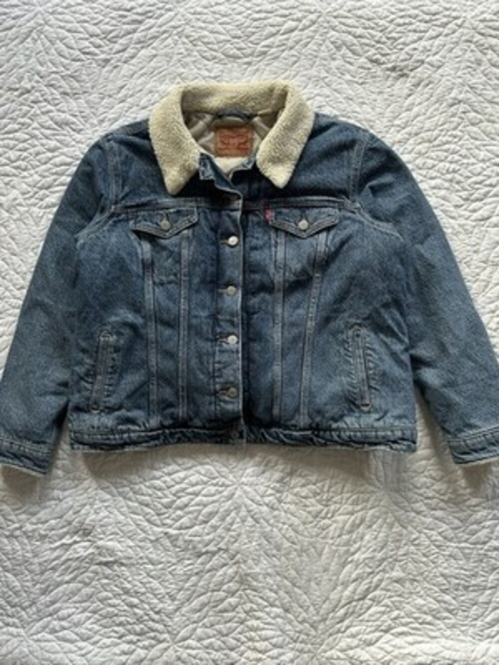 Levi's Premium Trucker Jacket Women's 2XL Blue Lined Classic Denim